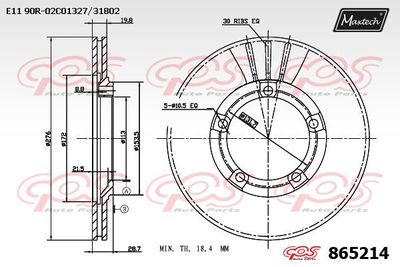 865214 MAXTECH Тормозной диск