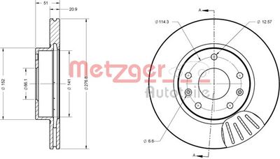 6110430 METZGER Тормозной диск