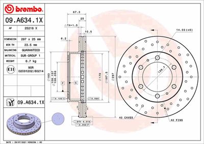 09A6341X BREMBO Тормозной диск