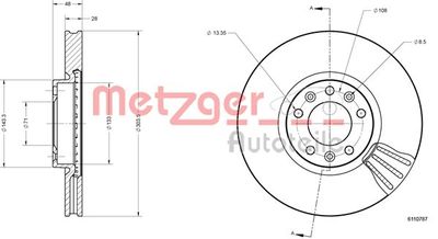 6110787 METZGER Тормозной диск