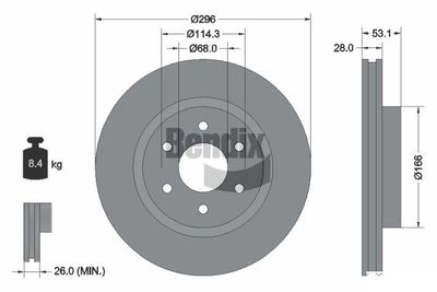 BDS1536 BENDIX Braking Тормозной диск