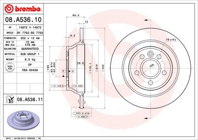 08A53611 BREMBO Тормозной диск