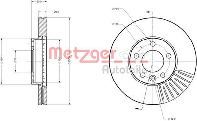 6110113 METZGER Тормозной диск