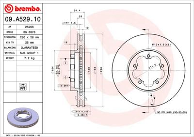 09A52910 BREMBO Тормозной диск