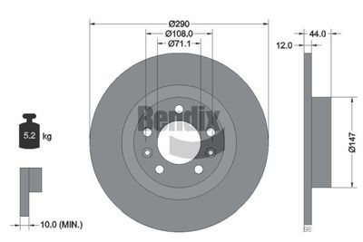 BDS1072 BENDIX Braking Тормозной диск