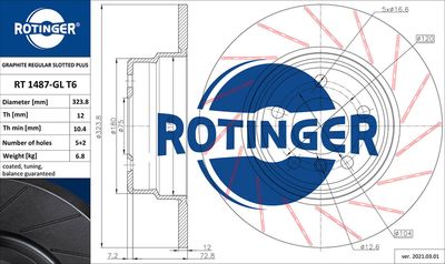 RT1487GLT6 ROTINGER Тормозной диск