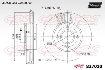 827010 MAXTECH Тормозной диск