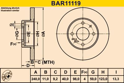 BAR11119 BARUM Тормозной диск