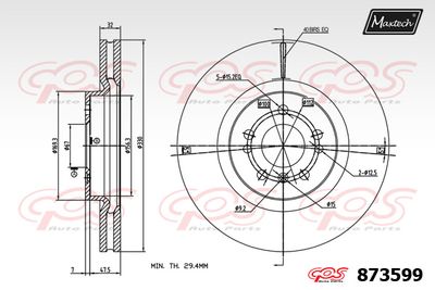 873599 MAXTECH Тормозной диск