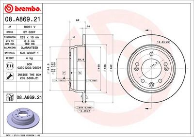 08A86921 BREMBO Тормозной диск