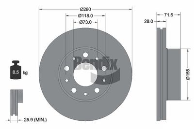 BDS1219 BENDIX Braking Тормозной диск