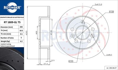 RT1809GLT5 ROTINGER Тормозной диск