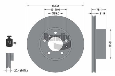 BDS1887 BENDIX Braking Тормозной диск