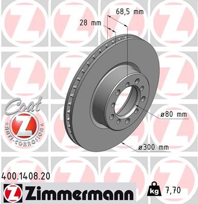 400140820 ZIMMERMANN Тормозной диск