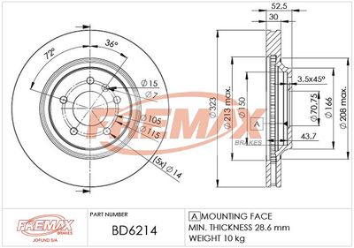 BD6214 FREMAX Тормозной диск