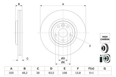 0986479G96 BOSCH Тормозной диск