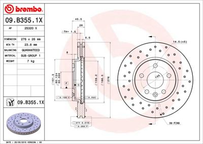 09B3551X BREMBO Тормозной диск