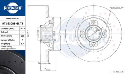 RT3230BSGLT3 ROTINGER Тормозной диск