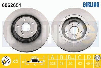 6062651 GIRLING Тормозной диск