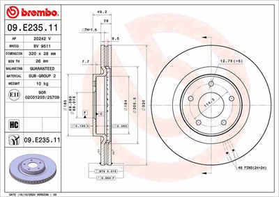 09E23511 BREMBO Тормозной диск