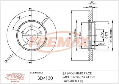 BD4130 FREMAX Тормозной диск