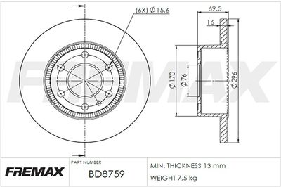 BD8759 FREMAX Тормозной диск