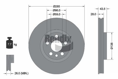 BDS1090 BENDIX Braking Тормозной диск