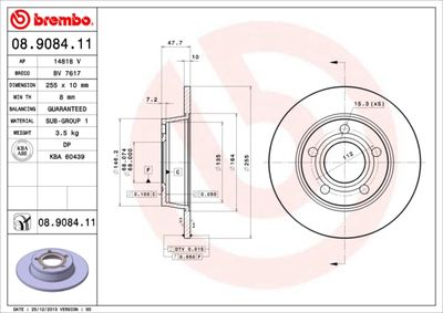 08908411 BREMBO Тормозной диск