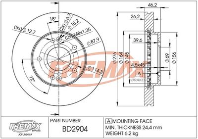 BD2904 FREMAX Тормозной диск