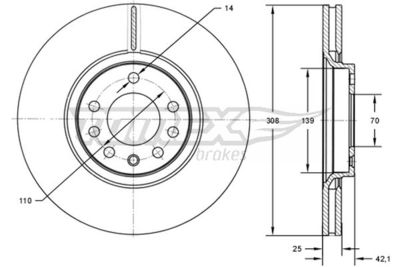 TX7203 TOMEX Brakes Тормозной диск