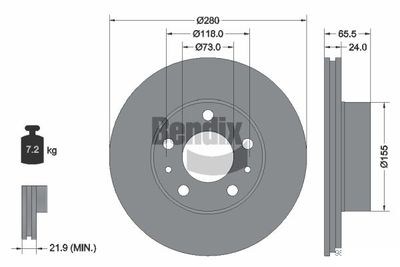 BDS1597 BENDIX Braking Тормозной диск