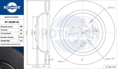 RT20389GL ROTINGER Тормозной диск