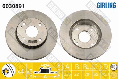 6030891 GIRLING Тормозной диск