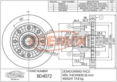 BD4072KT FREMAX Тормозной диск