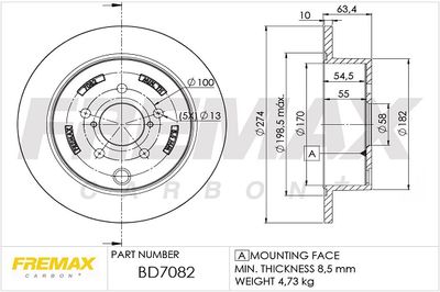 BD7082 FREMAX Тормозной диск