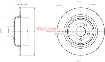 6110818 METZGER Тормозной диск