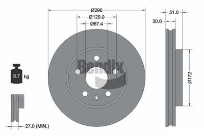 BDS1093HC BENDIX Braking Тормозной диск