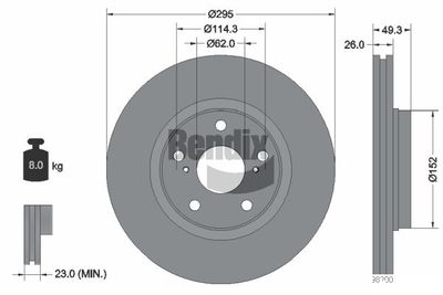 BDS1137 BENDIX Braking Тормозной диск