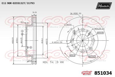 851034 MAXTECH Тормозной диск