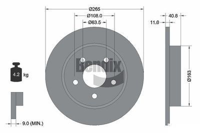 BDS1138 BENDIX Braking Тормозной диск