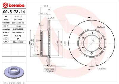 09517314 BREMBO Тормозной диск