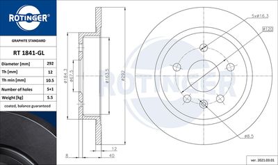 RT1841GL ROTINGER Тормозной диск