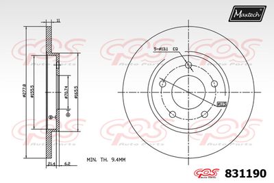 831190 MAXTECH Тормозной диск