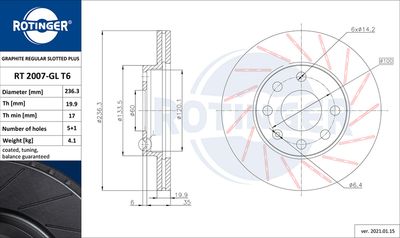 RT2007GLT6 ROTINGER Тормозной диск