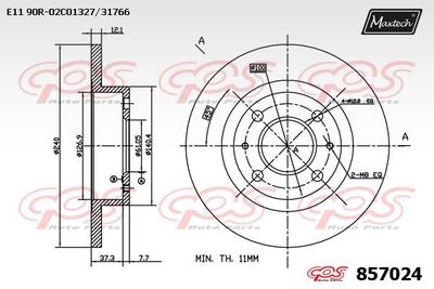 857024 MAXTECH Тормозной диск