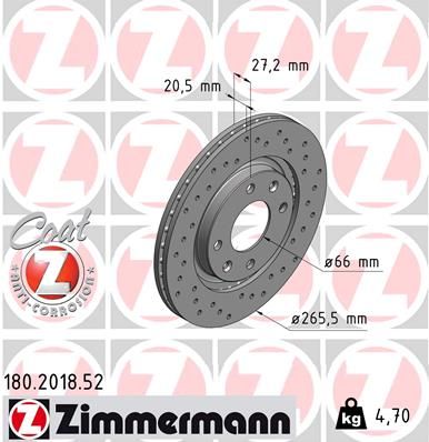 180201852 ZIMMERMANN Тормозной диск