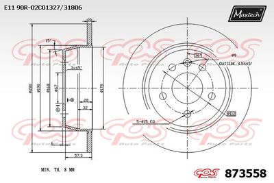 873558 MAXTECH Тормозной диск