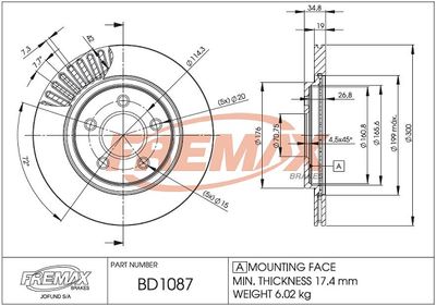 BD1087 FREMAX Тормозной диск