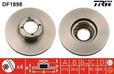 DF1898 TRW Тормозной диск