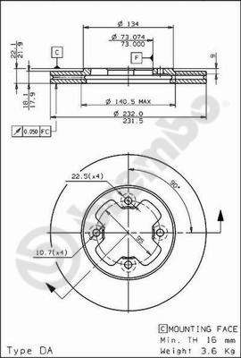 09594710 BREMBO Тормозной диск